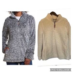 New Weatherproof Vintage Sherpa Fleece Cozy Teddy Pullover Lined Cream Small